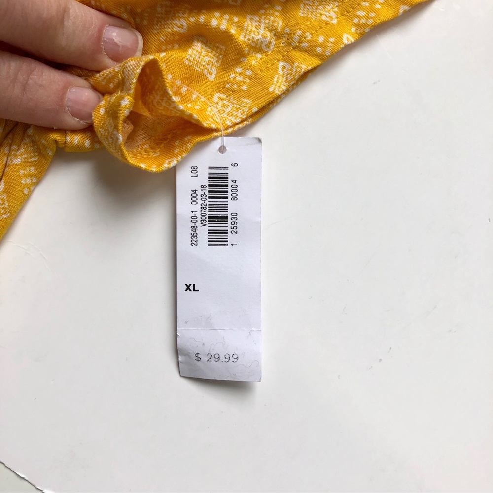 Old Navy mustard square neck cap‎ sleeve top xl - Picture 5 of 6